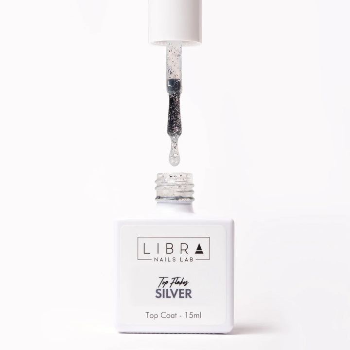 Top Flakes Silver - HEMA FREE Glossy Top with Silver Flakes - 15 ml