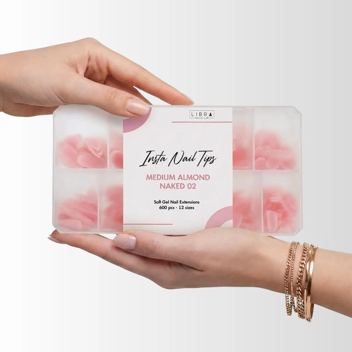 Insta Nail Tips Naked Medium Almond 02 – Capsules d'extension prêtes à l'emploi