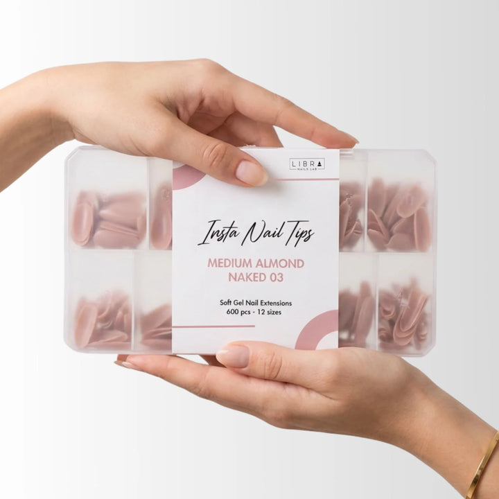 Insta Nail Tips Naked Medium Almond 03 – Capsules d'extension prêtes à l'emploi